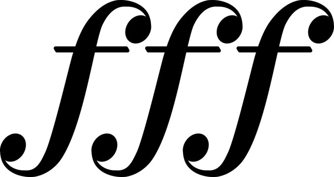 Fortississimo FFF Music Dynamic Glyph Vector Icon Illustration
