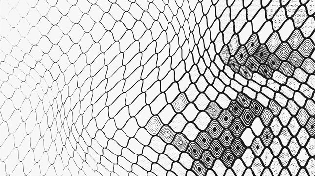 Abstract monochrome fence patterns showing a distorted mesh and abstract grid with a wavy texture for a modern geometric background.