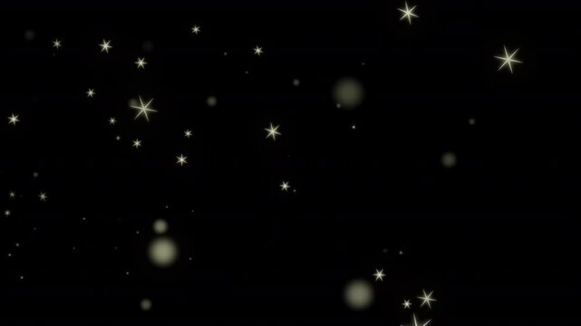 Golden bokeh particles stream as glowing hexagonal light trails across the night.
