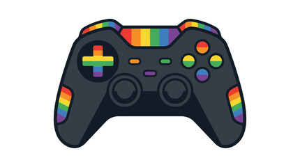 Pride Gaming Controller: Rainbow Colors on Black Video Game Console © yes