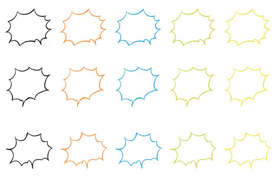 Speech bubble set hand drawn colorful outline assorted shapes pattern 5
