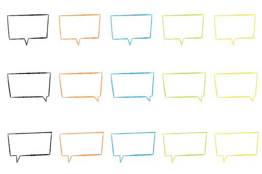 Speech bubble set hand drawn colorful outline assorted shapes pattern 7