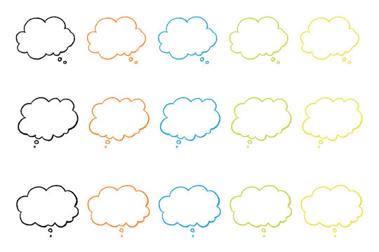 Speech bubble set hand drawn colorful outline assorted shapes pattern 6