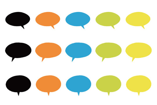 Speech bubble set hand drawn colorful solid fill assorted various shapes
