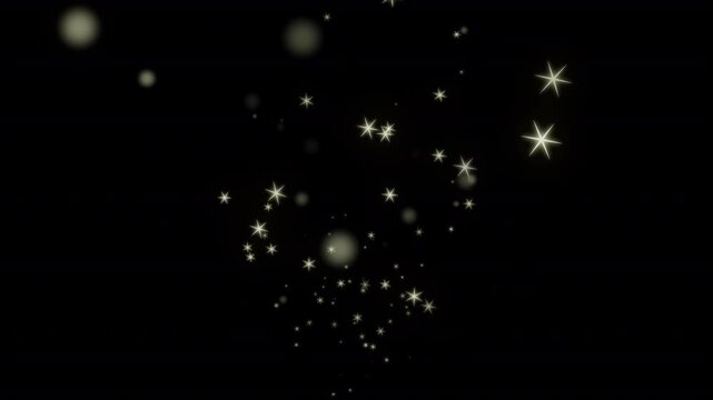 Golden bokeh particles create a magical shimmering trail of bright hexagon lights.