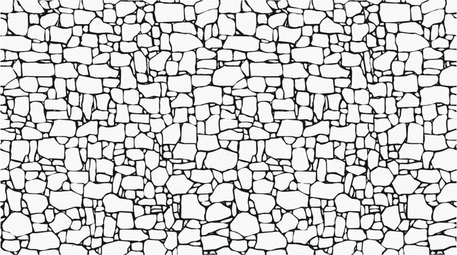 Detailed Stone Wall Texture and Seamless Stone Pattern featuring Monochrome Fence Patterns for Hand Drawn Masonry and Cobblestone Background Designs