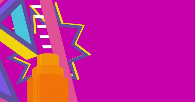Geometrical graphic retro theme background animation with place for text. Minimal geometric elements frame video. Vintage abstract shapes for advertising.