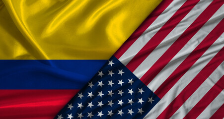 Fototapeta premium Bilateral relations between Colombia and United States. Diplomatic relations between the United States and Colombia