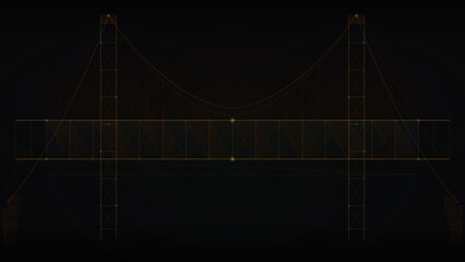 Fototapeta premium Suspension Bridge Structural Framework with Truss Towers