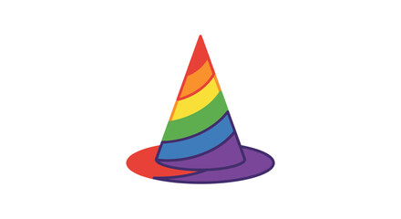 Fototapeta premium Rainbow Party Hat with White Background - Celebration and Fun