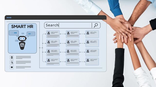 This image showcases a collaborative effort in human resources, illustrating the impact of artificial intelligence in optimizing recruitment and managing candidates effectively. Raster