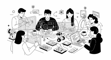 Diverse Team Collaborating on Technology and Engineering Projects © Arion