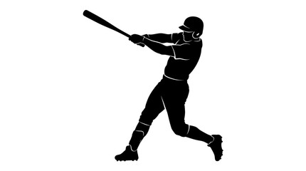 Fototapeta premium Silhouette of a baseball player swinging a bat during a game, capturing the moment of impact.