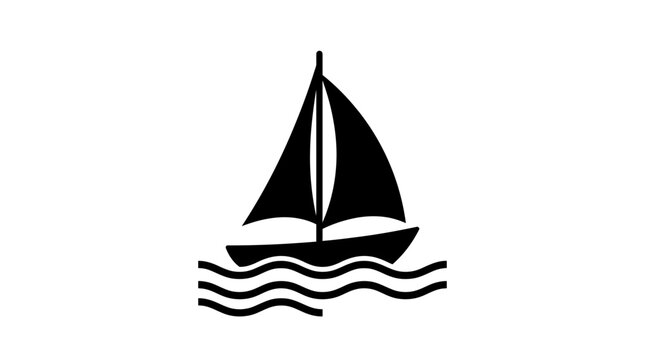 Silhouette of a sailboat with full sails floating on calm water under a clear sky