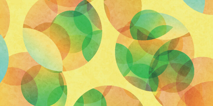 Abstract colorful circles on yellow textured background