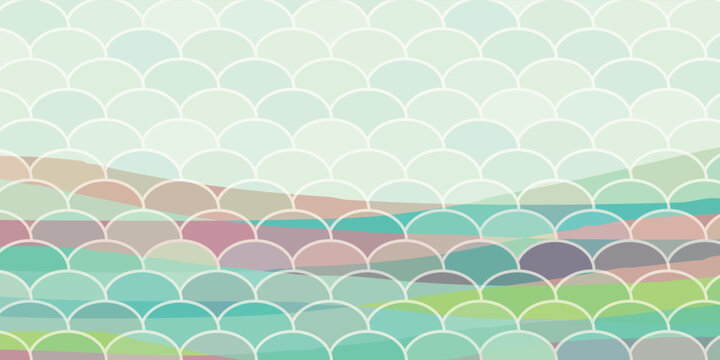 Abstract Pastel Landscape with Repeating Arc Pattern