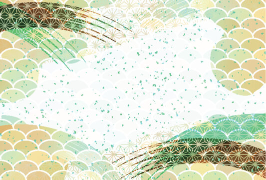 Elegant Japanese traditional pattern background with brush strokes