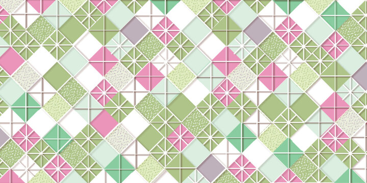 Geometric Diamond Pattern with Traditional Japanese Motifs