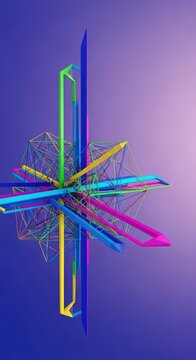 Abstract geometry showing perfect alignment and multidimensional balance on a smooth gradient background, symbolizing deep universal order, dimensional, design, shape