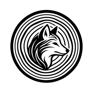 Stylized Wolf Head Emblem with Concentric Circles.