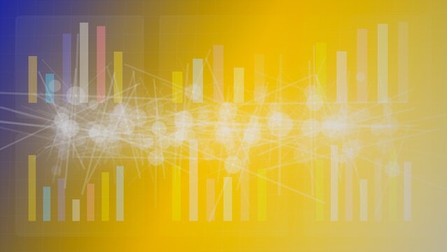 Abstract digital background with glowing bar chart and grid