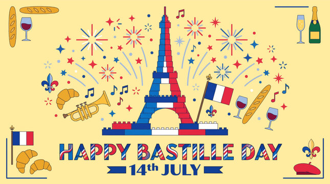 Celebrate french national day with festive lego eiffel tower F&ecirc;te de la Bastille _ Le 14 Juillet _