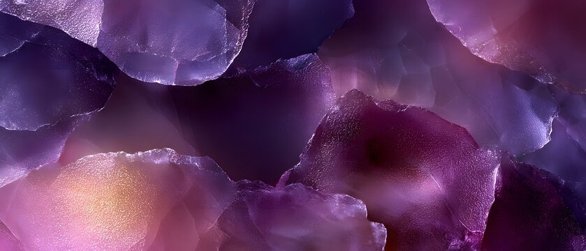 紫とピンクに輝く氷の結晶の幻想的な抽象背景