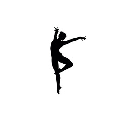Silhouette of a graceful ballet dancer in motion. © Diki