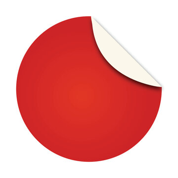 blank red round sticker with peeled corner sale label mockup isolated promotional badge vector