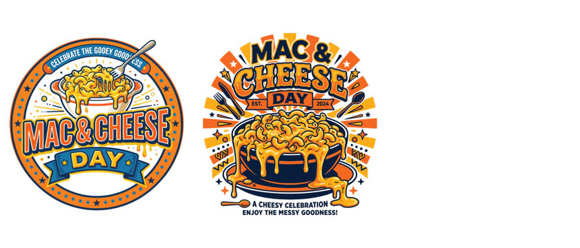 Macaroni And Cheese Day Illustration With Pasta Utensils And Decorative Elements mac