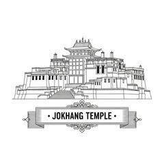 Obraz premium Jokhang Temple Outline Drawing - Lhasa, Tibet - Architectural Landmark