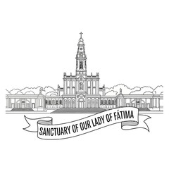 Fototapeta premium Sanctuary of Our Lady of Fatima Outline Illustration