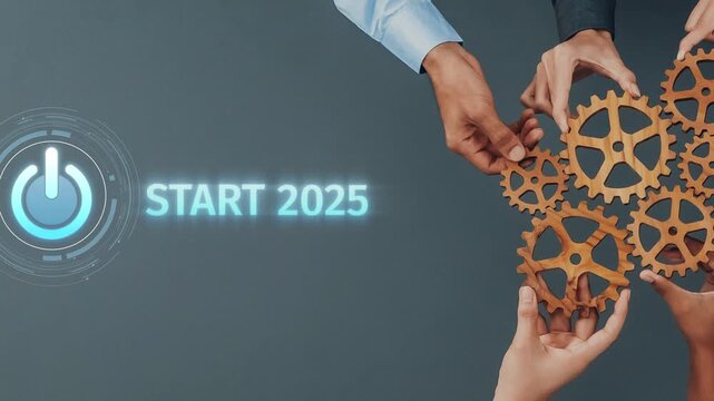A visual representation of teamwork and innovation, featuring hands assembling gears against a gray backdrop, emphasizing the power of collaboration for the future. Raster