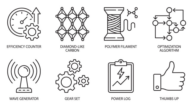 Efficiency counter, diamond structure, polymer filament, optimization.