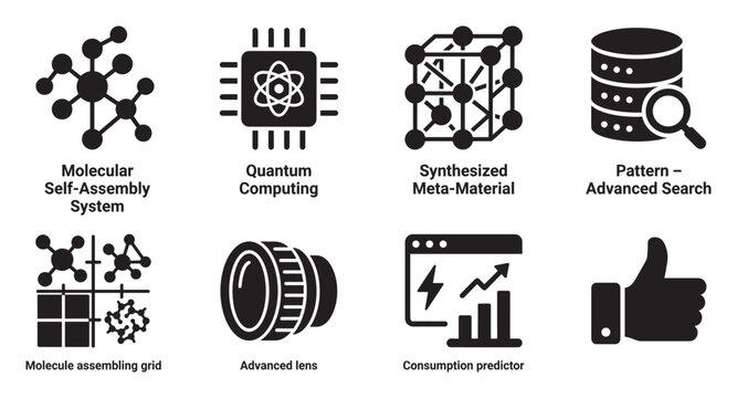 Self assembly system quantum computing meta material pattern search grid lens graph thumb.