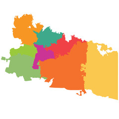 Fototapeta premium Detailed vector map of Highland Papua (Papua Pegunungan) province with 8 regencies.