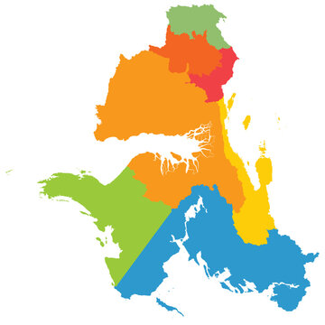 Detailed vector map of West Papua (Papua Barat) province with 7 regencies.