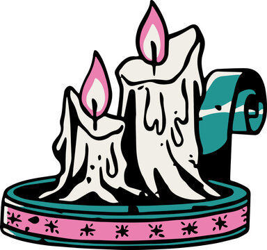 halloween candles hand drawn sticker, spooky invitation element design