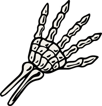 Halloween skeleton hand illustration, spooky tattoo design, scarry decoration