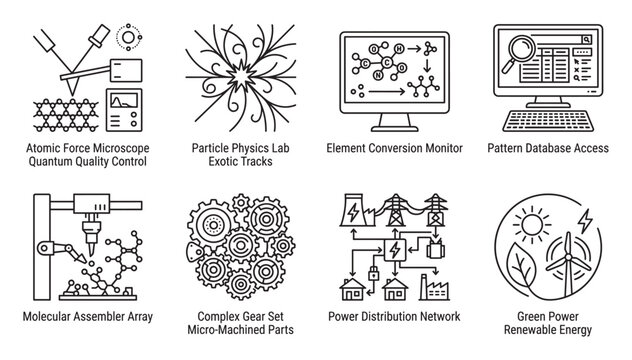 Atomic force microscope quantum quality control scientific equipment illustration.