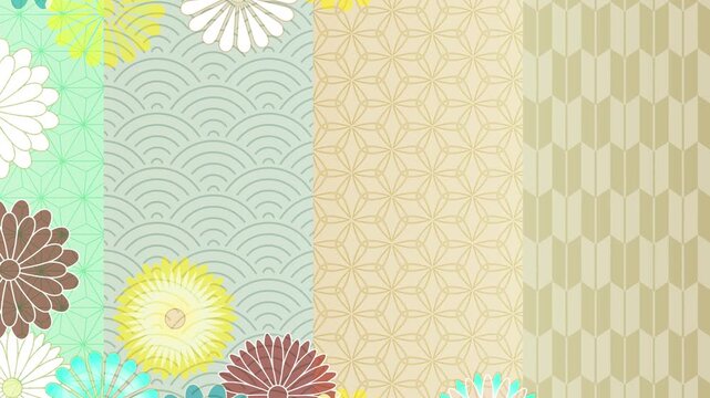 Traditional Japanese Floral Pattern Collage 4K