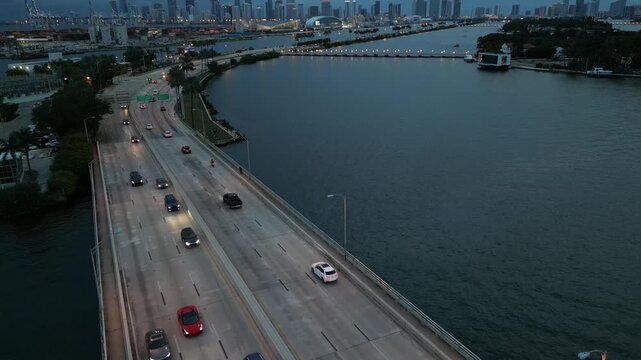 Aerial view on beach in Miami Beach. Paradise. South Pointe Park and Pier. Top view on South Miami Beach. Ocean drive, Collins avenue.