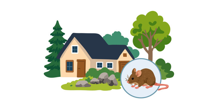 mouse infestation risk in house isolated on white background illustration design