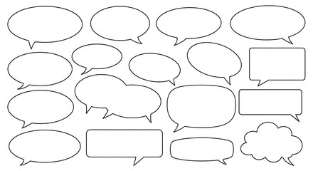 Fototapeta premium Collection of Blank Speech Bubbles and Thought Clouds.