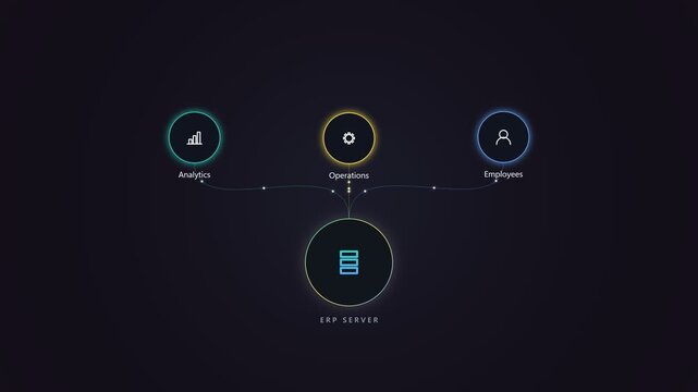 Digital infrastructure network diagram with server and data icons