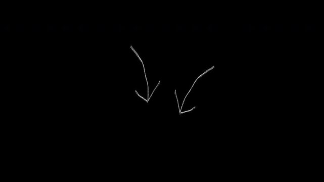 A series of frames showing hand-drawn arrows pointing downward, creating an animated effect. Suitable for illustrating movement, direction, or process flow in presentations or videos.