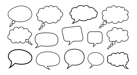 Fototapeta premium Blank Speech and Thought Bubbles Vector Set.