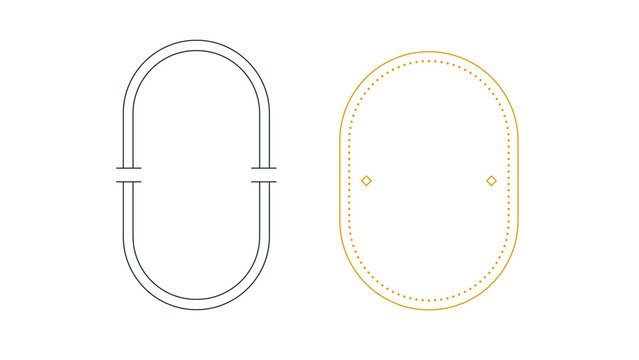 Minimal monoline geometric frames isolated on transparent background. Modern outline PNG design elements for logos, branding, social media, invitations, web and print layouts.