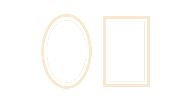 Minimal monoline geometric frames isolated on transparent background. Modern outline PNG design elements for logos, branding, social media, invitations, web and print layouts.
