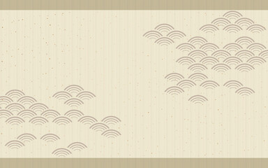 Traditional japanese seigaiha wave background, wave pattern with minimal washi paper texture for invitations, branding, social media, and packaging design. Vector illustration. © mei